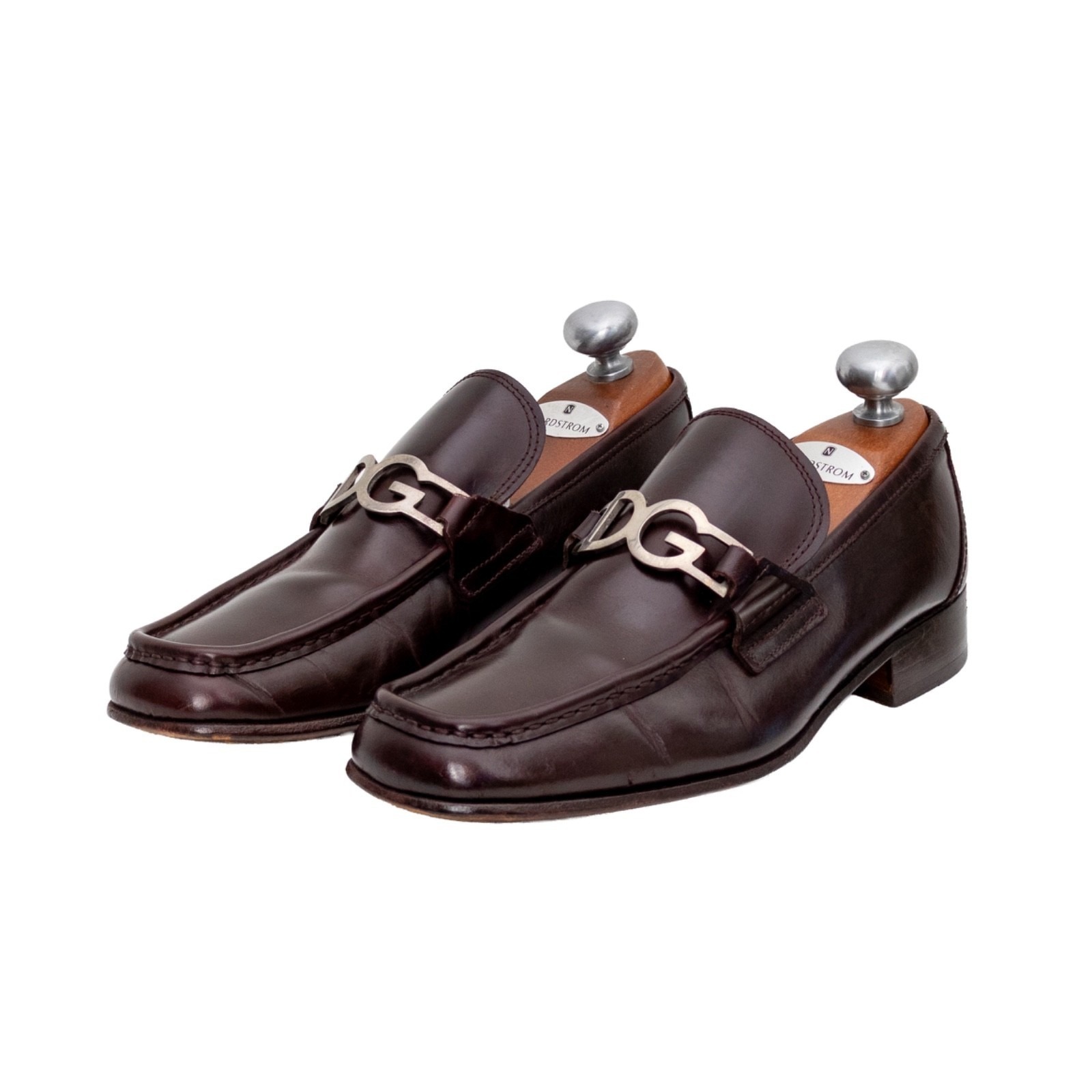 Dolce & Gabbana Dg Logo Loafers Mens Us 9 Eu 42 Burgundy Leather Italy Size 8